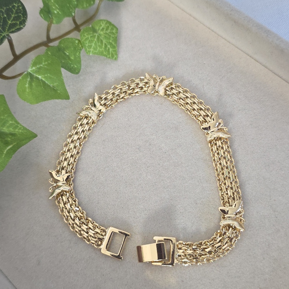 Gold Filled Bracelet Butterfly and Bismark Chain Design